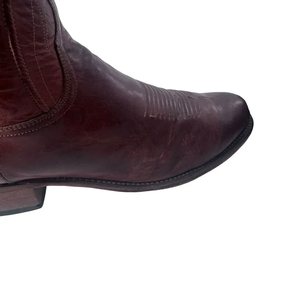 Lucchese Men's 10 EE Ranch Hand Leather Cowboy Boots N1596R Tan Burnished